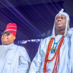 GOVERNOR ADELEKE GREETS OONI OF IFE AT 50